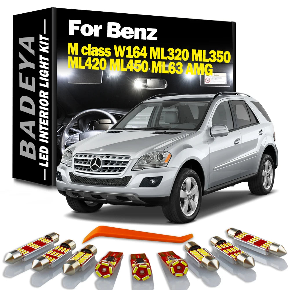 BADEYA 19Pcs Canbus LED Interior Reading Light Kit For Mercedes Benz M Class W164 ML320 ML