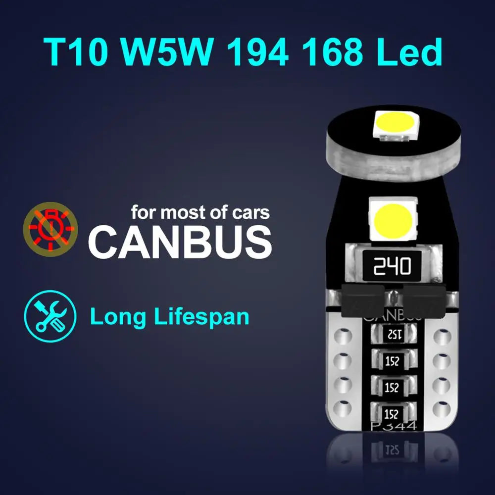 10-Piece LED Interior Light Kit for W5W T10 - Canbus Error-Free Interior Bulbs