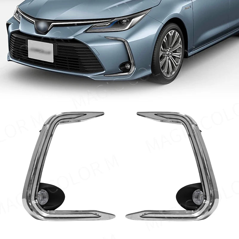 Chrome Trim Day Daytime Running Lights DRL for Toyota Corolla 2021 LED Levin 2019 2020 Fog | AUTOKITSHOP