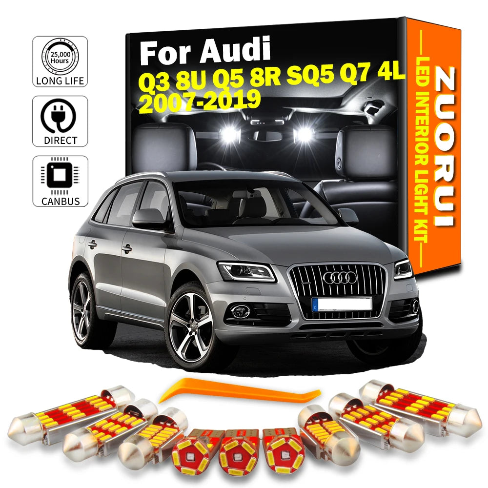 LED Interior Light Kit for Audi Q3 8U Q5 8R SQ5 Q7 4L 2007-2014 - Canbus Dome Map Door Trunk Bulbs | AUTOKITSHOP