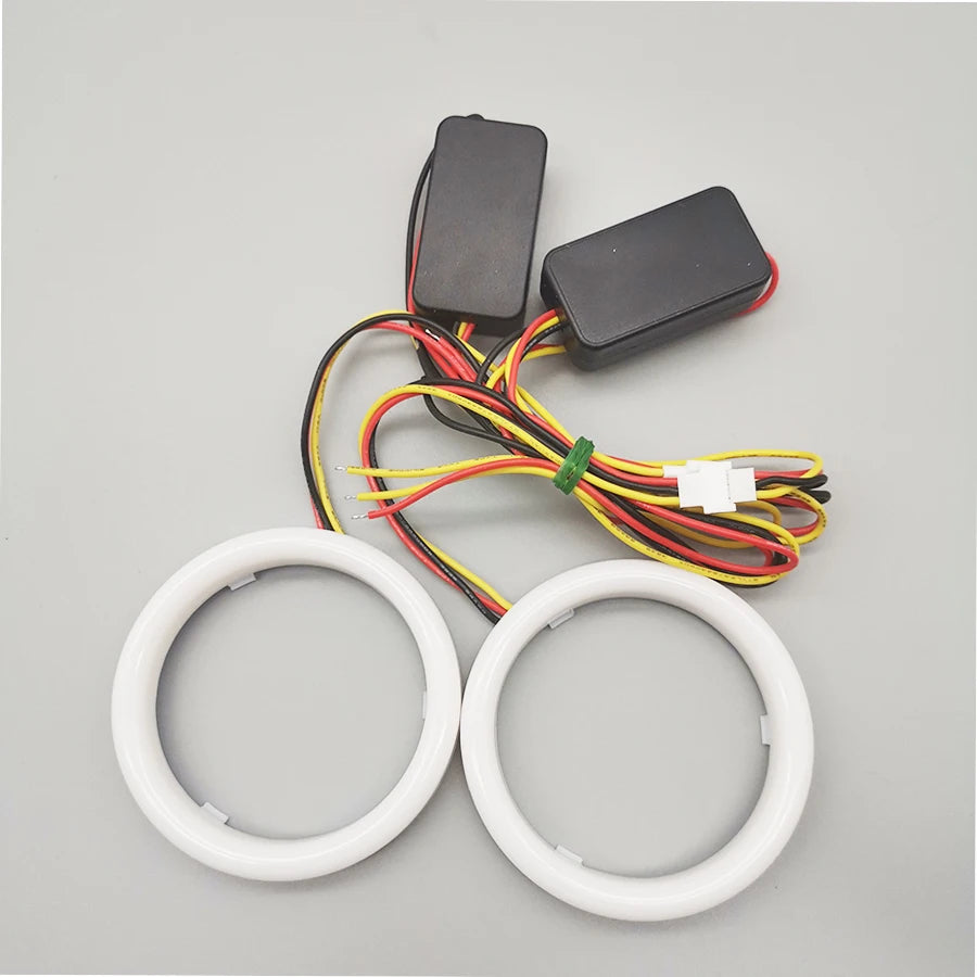 12V Car Angel Eyes White + Yellow Car Headlight DRL Daytime Running Light Halo Ring Led
