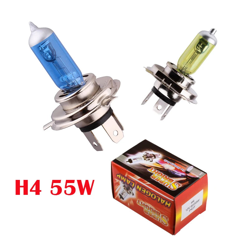 H4 Halogen Lamp Super Bright White Fog Halogen Bulb 55W DC 12V White Yellow Amber 6000K 30