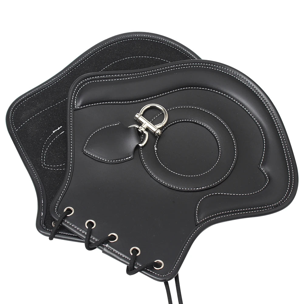 Universal Motorcycle PU Leather Heat Saddle Shield Deflectors Black For Harley Touring Road Elec - Automotive LED Light