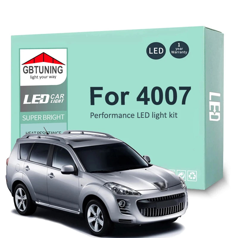 8-Piece LED Interior Light Kit for Peugeot 2007-2013 - Canbus Dome Map Door Trunk Bulbs | AUTOKITSHOP
