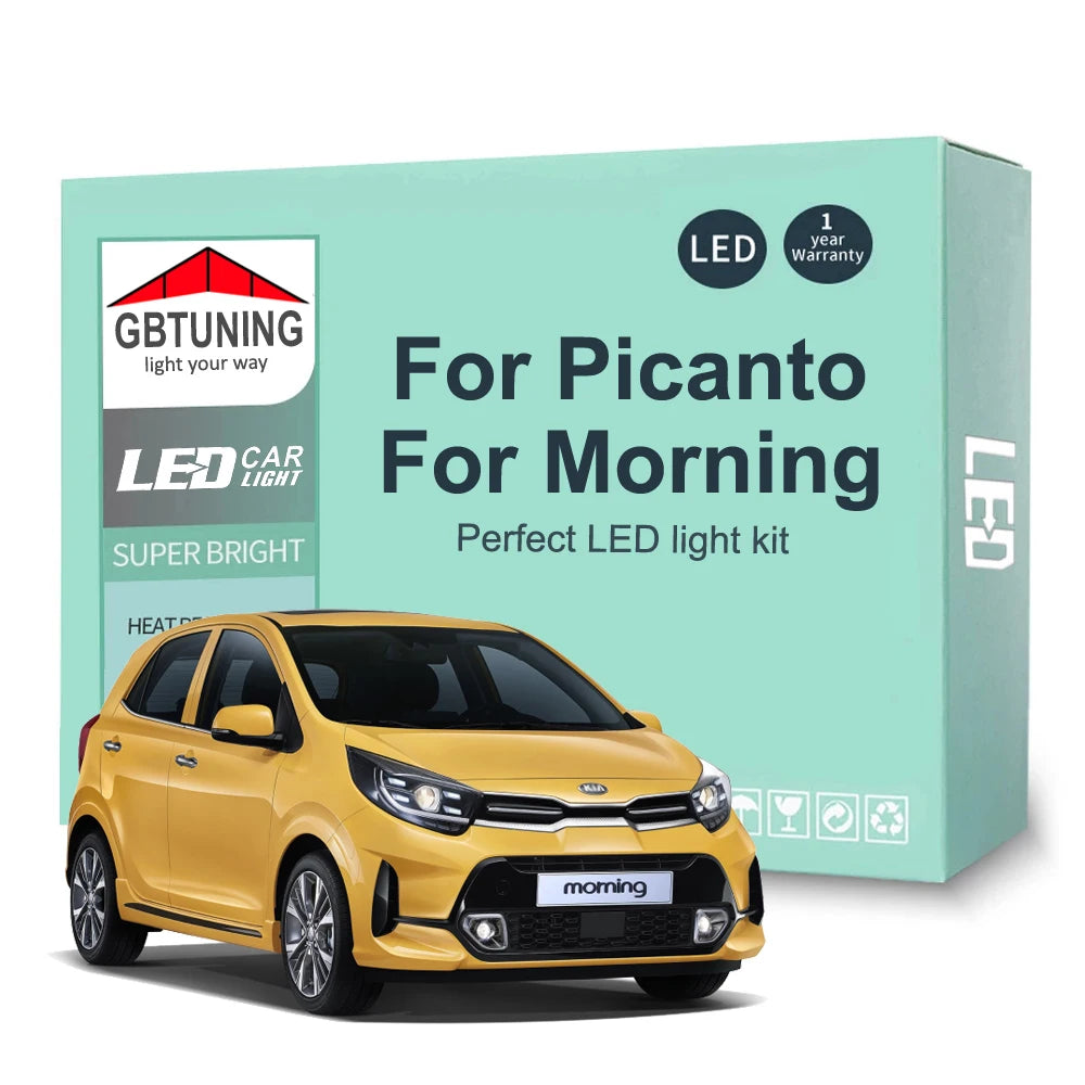 LED Interior Light Kit for KIA Picanto Morning 2004-2017 - Canbus Dome Map Door Trunk Bulbs | AUTOKITSHOP