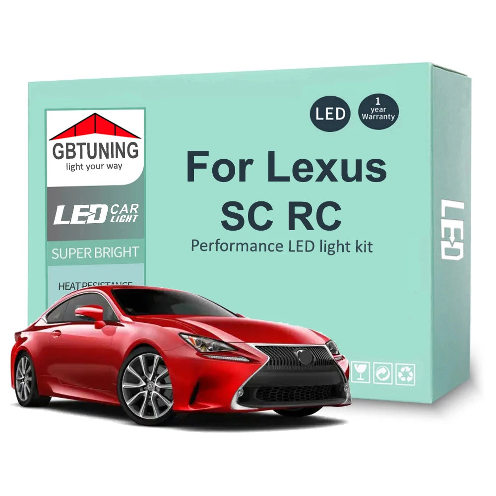 LED Interior Light Kit for Lexus SC RC SC300 SC400 SC430 RC300 RC300h RC350 RC200t 1991-2018 - Canbus Dome Map Door T...
