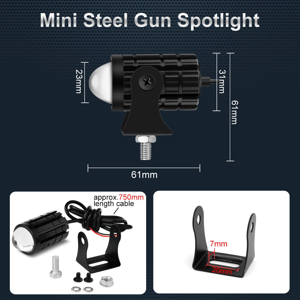Universal Motorcycle LED Headlight Projector Lens Dual Color ATV Scooter Driving for Cafe