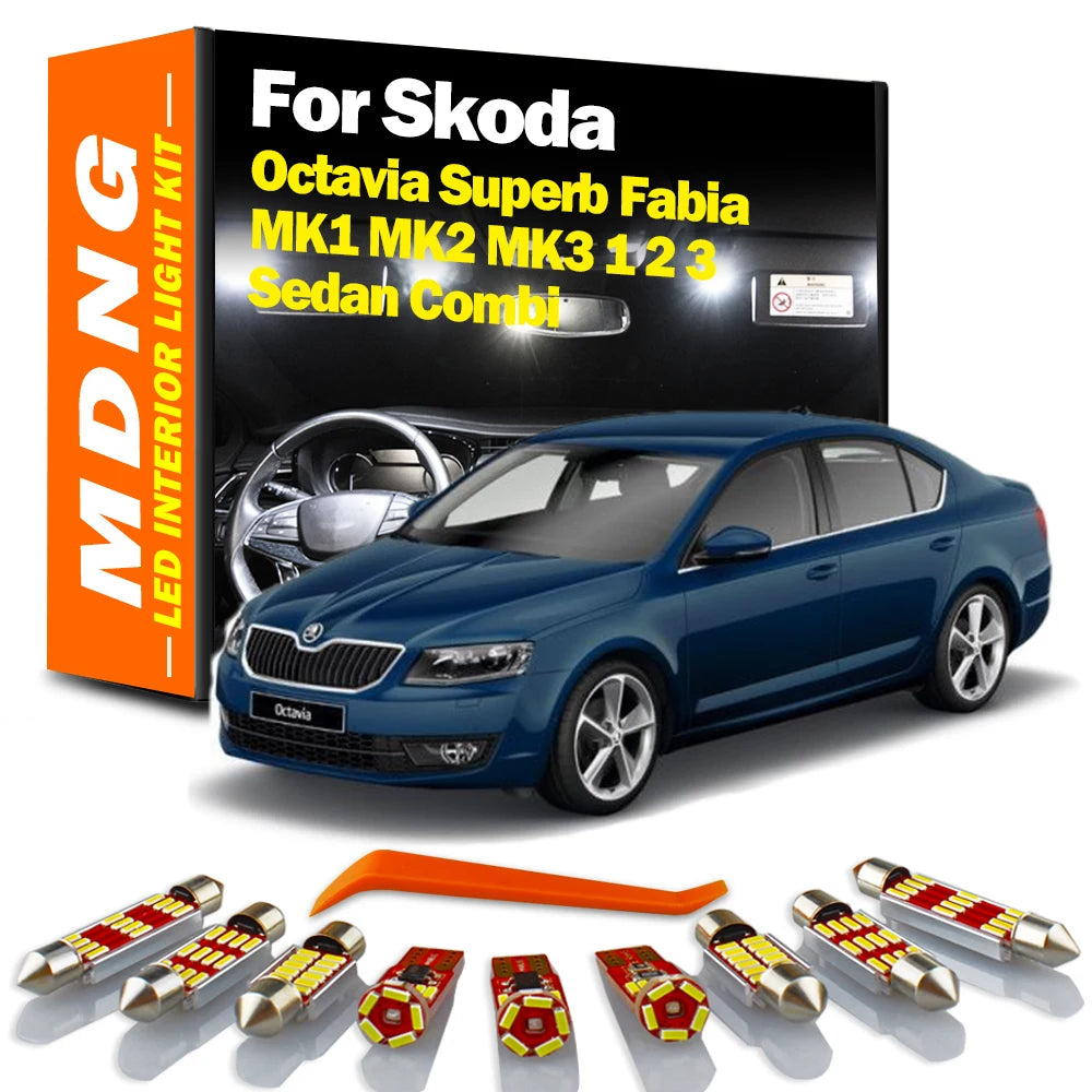 LED Interior Light Kit for Skoda Octavia Superb Fabia MK1 MK2 MK3 1 2 3 Sedan Combi Accessories - Canbus Error-Free B...