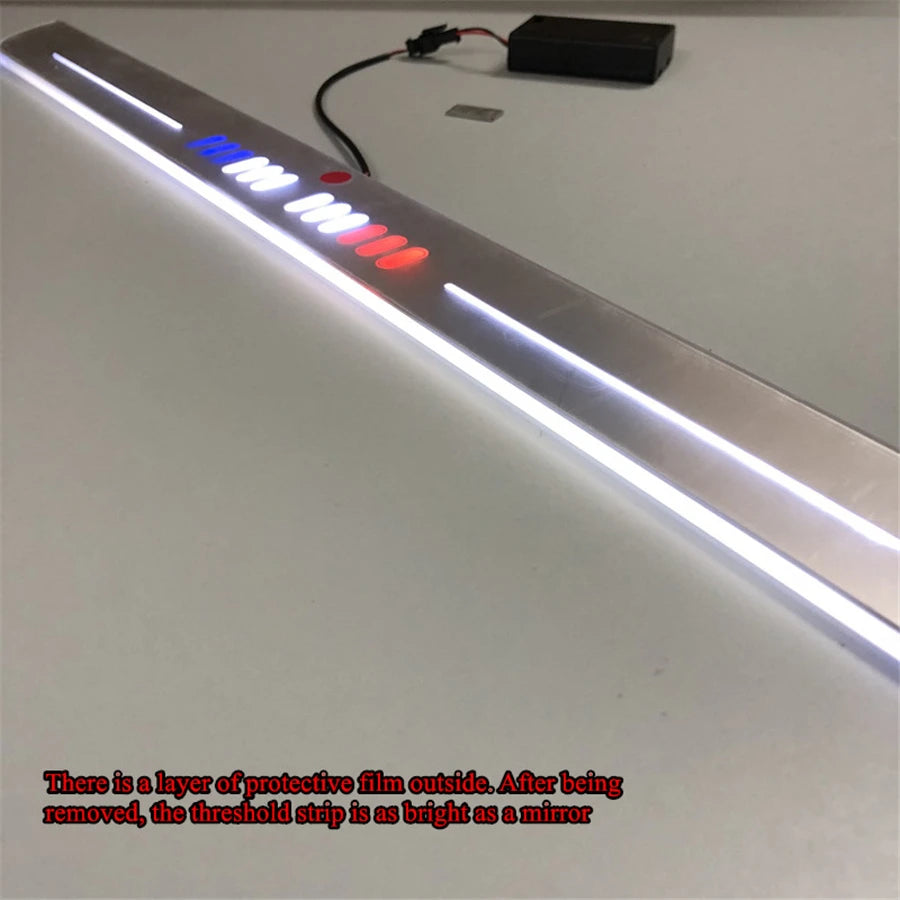 LED Flowing Car Rechargeable Pedal Light Sill Pathway Welcome Scuff Plate 4Doors