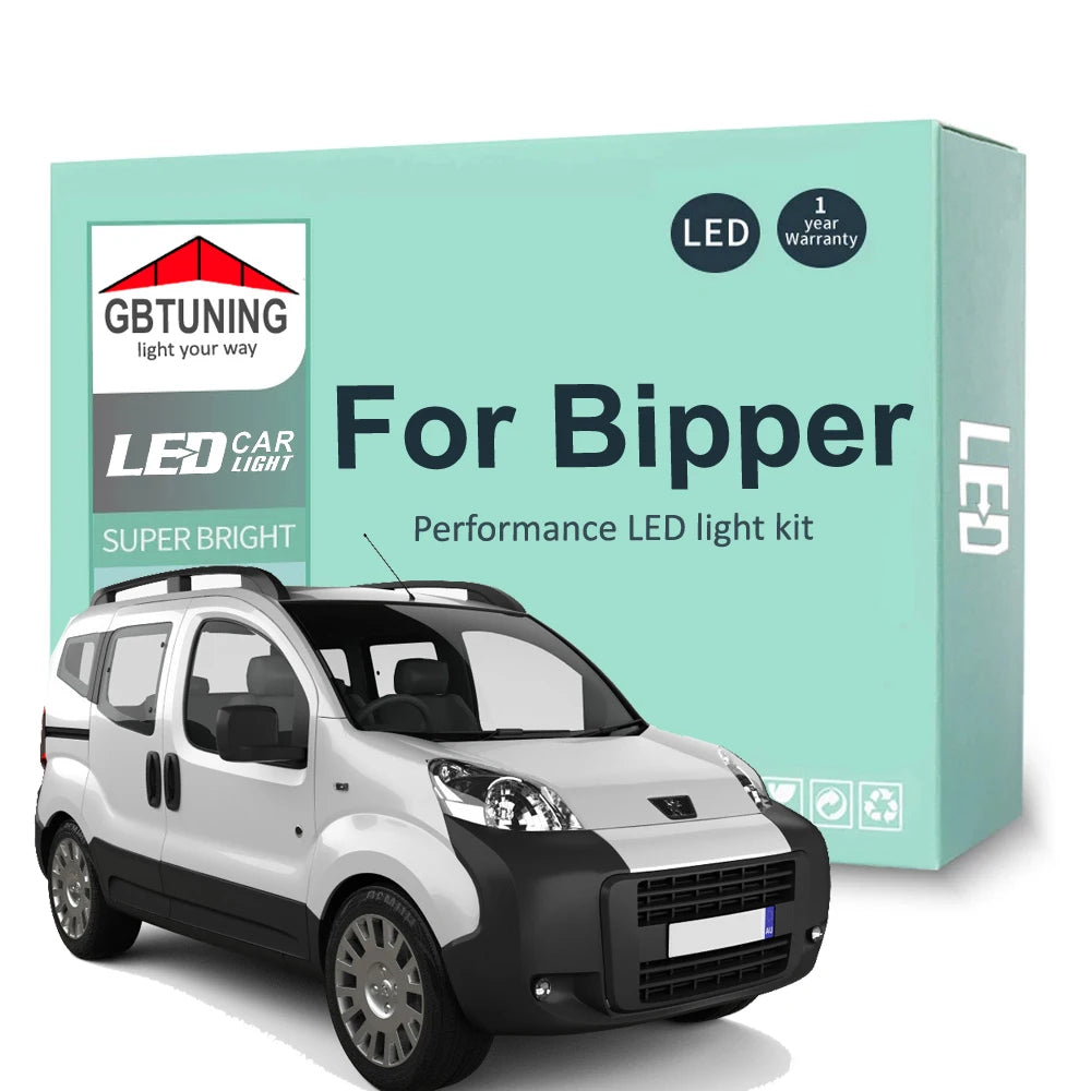 10-Piece LED Interior Light Kit for Peugeot Bipper 2008-2014 - Canbus Dome Map Door Trunk Bulbs | AUTOKITSHOP