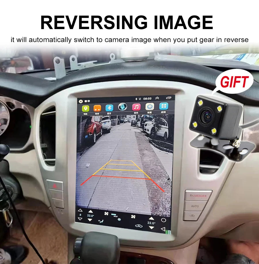 Multimedia Video Player Car Radio Tesla Screen For Toyota Highlander Limited 2005 2006 BT