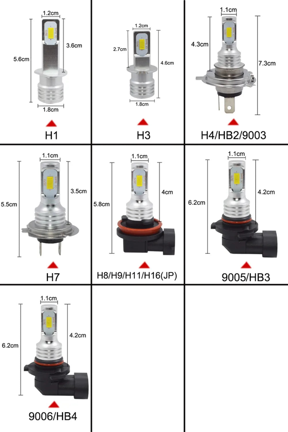 2Pcs H7 LED Headlight Bulbs SH1 H3 H11 H4 H6 20000LM 12V 6000K Auto LED Headlamp IP68 Conversion Hi/Lo Beam Kit Driving Light
