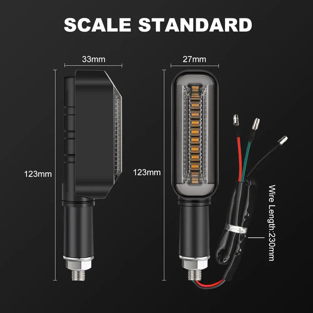 Turn Signal LED Light Motorcycle Stop Signal DRL Flowing Water Flashing 2 in 1 Blinker Tai