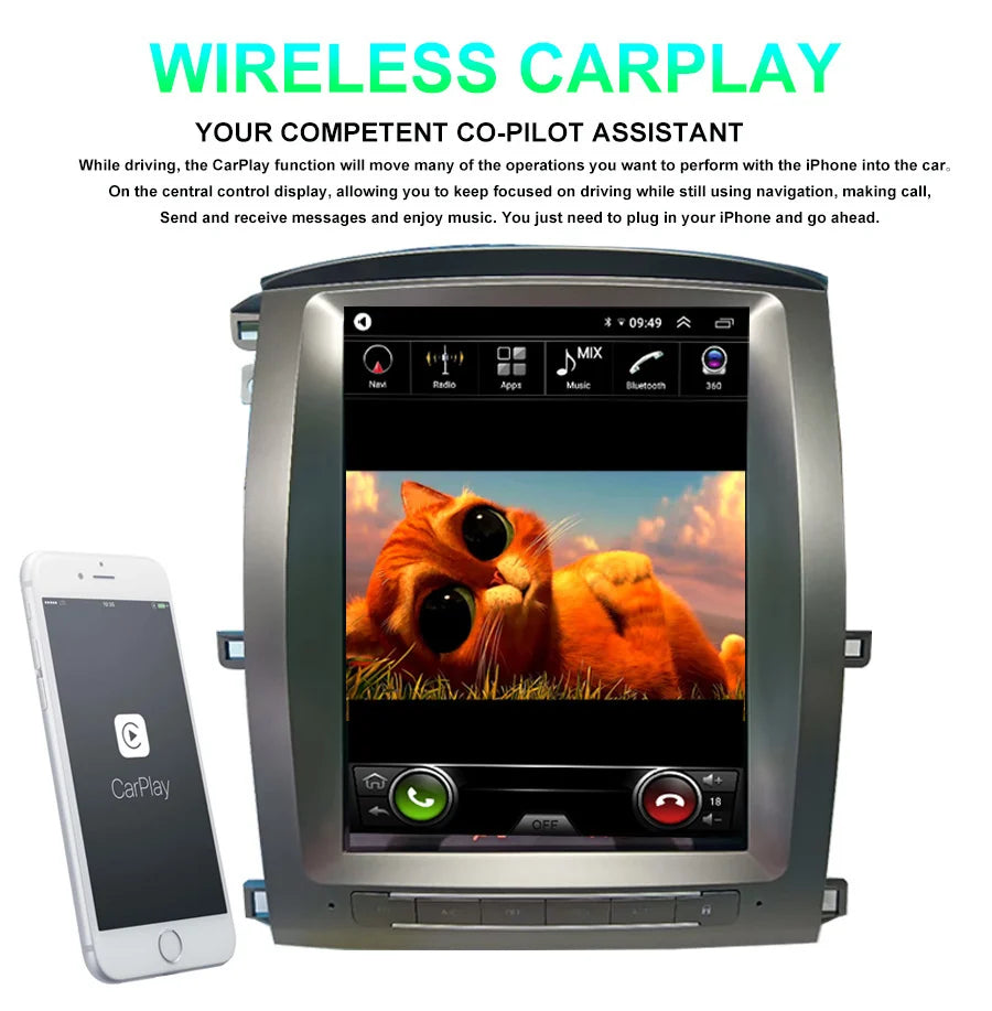 12.1inch Car Radio Screen Android 14 Multimedia Video Player 128GB GPS For Toyota LC100 20