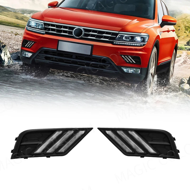 Car LED Daytime Running Light Fog Lamp DRL for VW Volkswagen Tiguan 2017 2018 2019 with Tu | AUTOKITSHOP