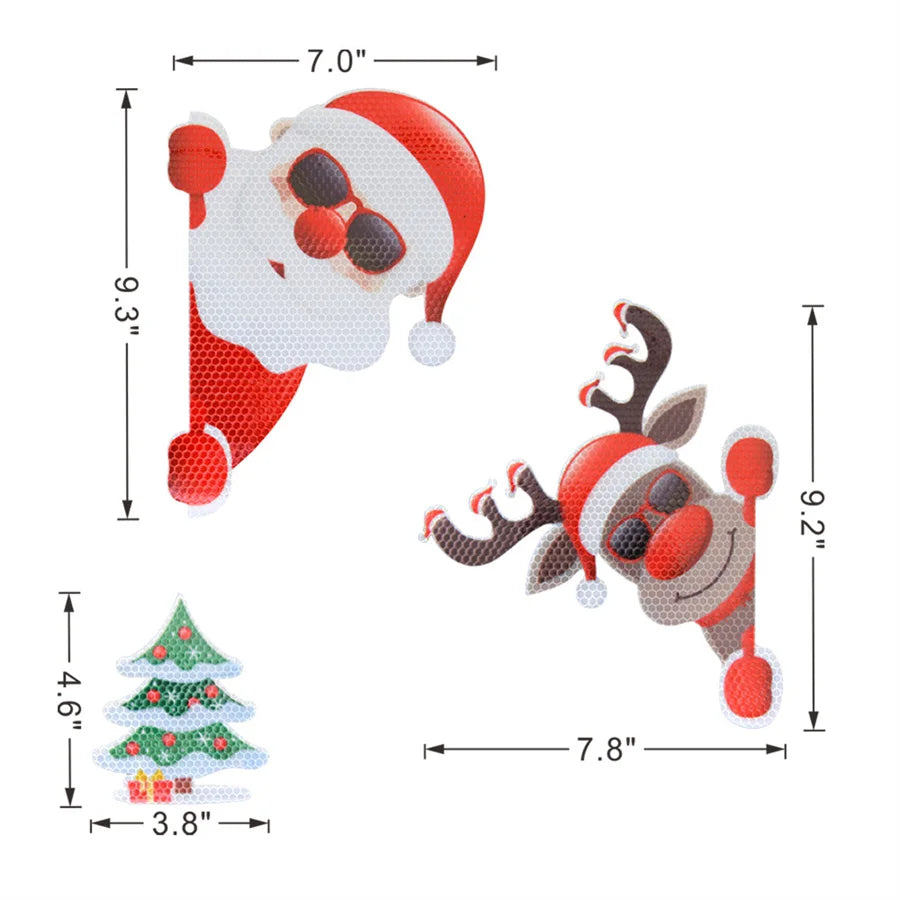 Car Sticker Magnetic Decal Refrigerator Magnets Santa Claus Moose Reflective Sticker Chris