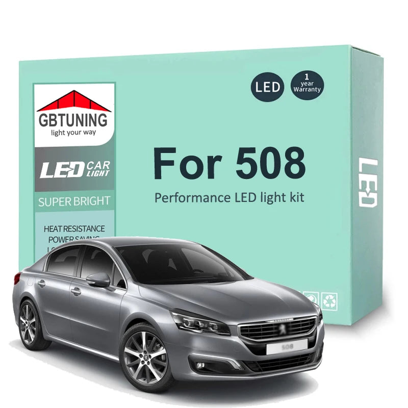 10-Piece LED Interior Light Kit for Peugeot 508 - Canbus Error-Free Bulbs | AUTOKITSHOP