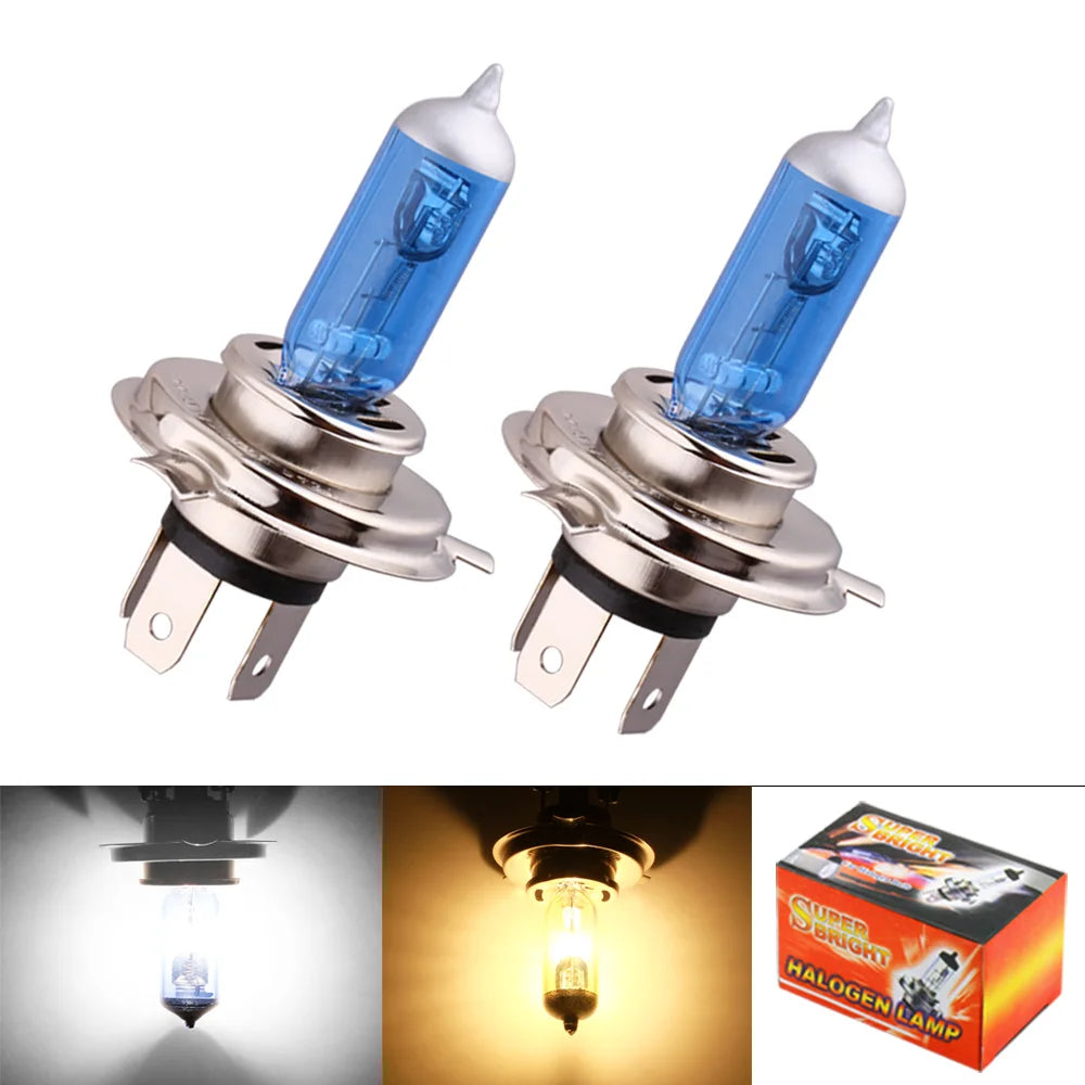 H4 Halogen Lamp Super Bright White Fog Halogen Bulb 55W DC 12V White Yellow Amber 6000K 30