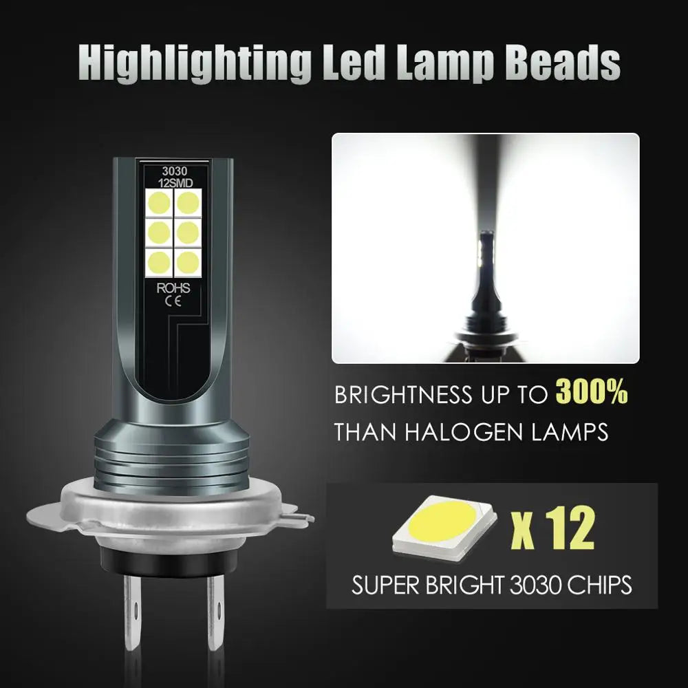 H7 Led Bulb H11 H8 9005 HB3 9006 HB4 Car Fog Lights 3030 Chips 6000K White Auto Fog Lamp S