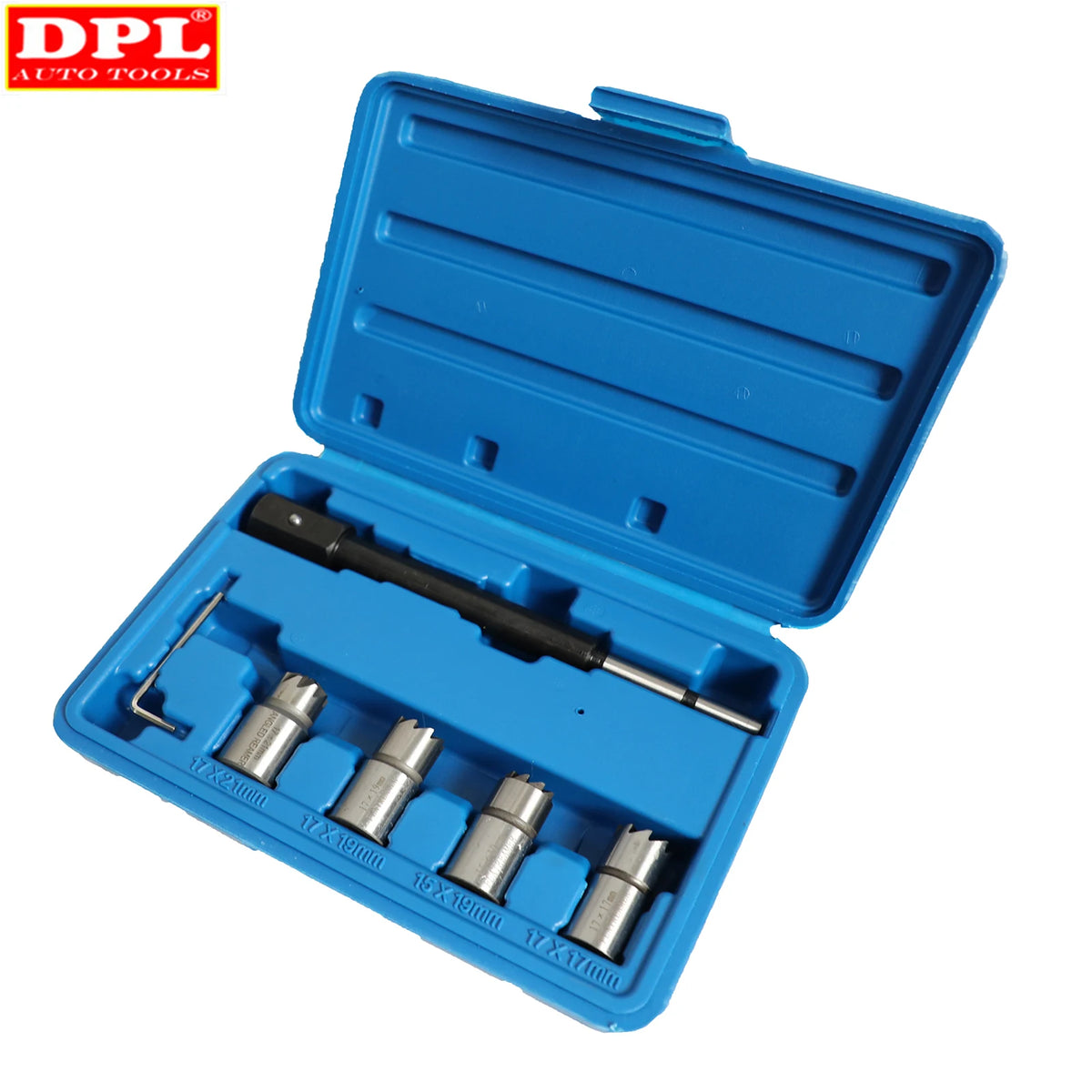 5PCS Diesel Injector Seat Cutter Tool Set Cleaner Carbon Cutting Tool Kit - Automotive LED Light