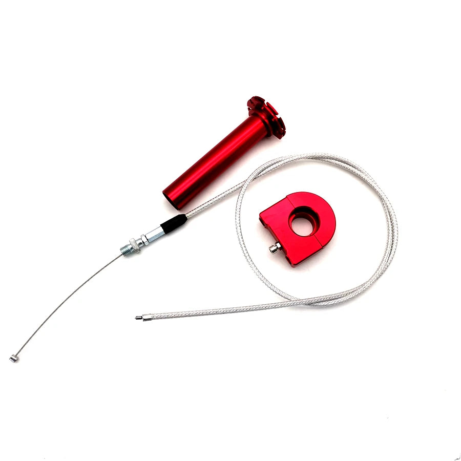 Red CNC Motorcycle Throttle Turn Grip Twist Cable 7/8'' 22mm Handbar Scooter ATV