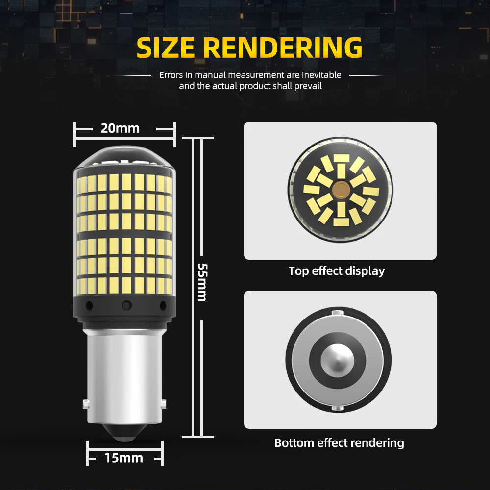 roadsun 2pcs 144SMD 1156 BA15S P21W 1157 P21/5W BAY15D Canbus Car Reserve Brake Lamp Bulb