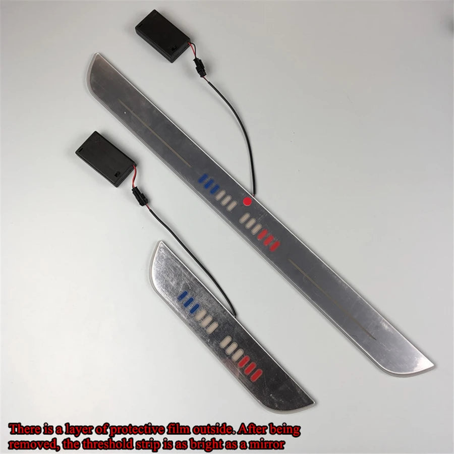 LED Flowing Car Rechargeable Pedal Light Sill Pathway Welcome Scuff Plate 4Doors