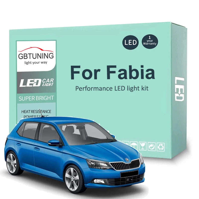 LED Interior Light Kit for Skoda Fabia MK1 MK2 MK3 1999-2016 - Canbus Dome Map Door Trunk Bulbs | AUTOKITSHOP