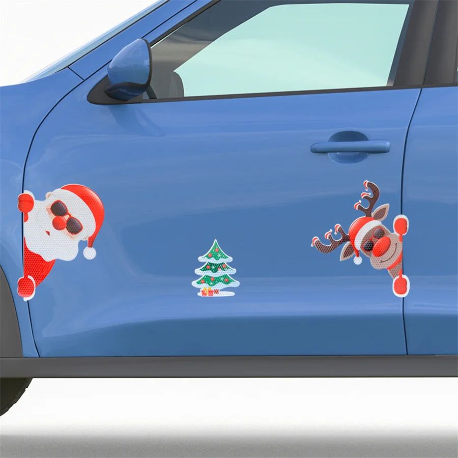 Car Sticker Magnetic Decal Refrigerator Magnets Santa Claus Moose Reflective Sticker Chris