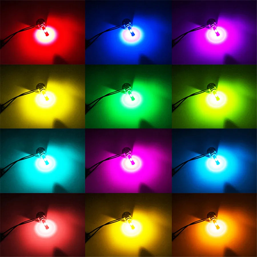 Pair H7 LED RGB 72W 4000LMx2 Car Auto Headlight Driving Fog Bulbs APP Control