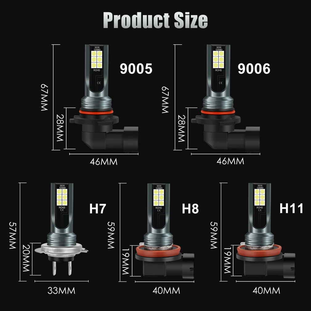 H8 H11 LED Bulb H16 JP 9005 HB3 9006 HB4 Led Lamp Super Bright Car Fog Lights Day Driving