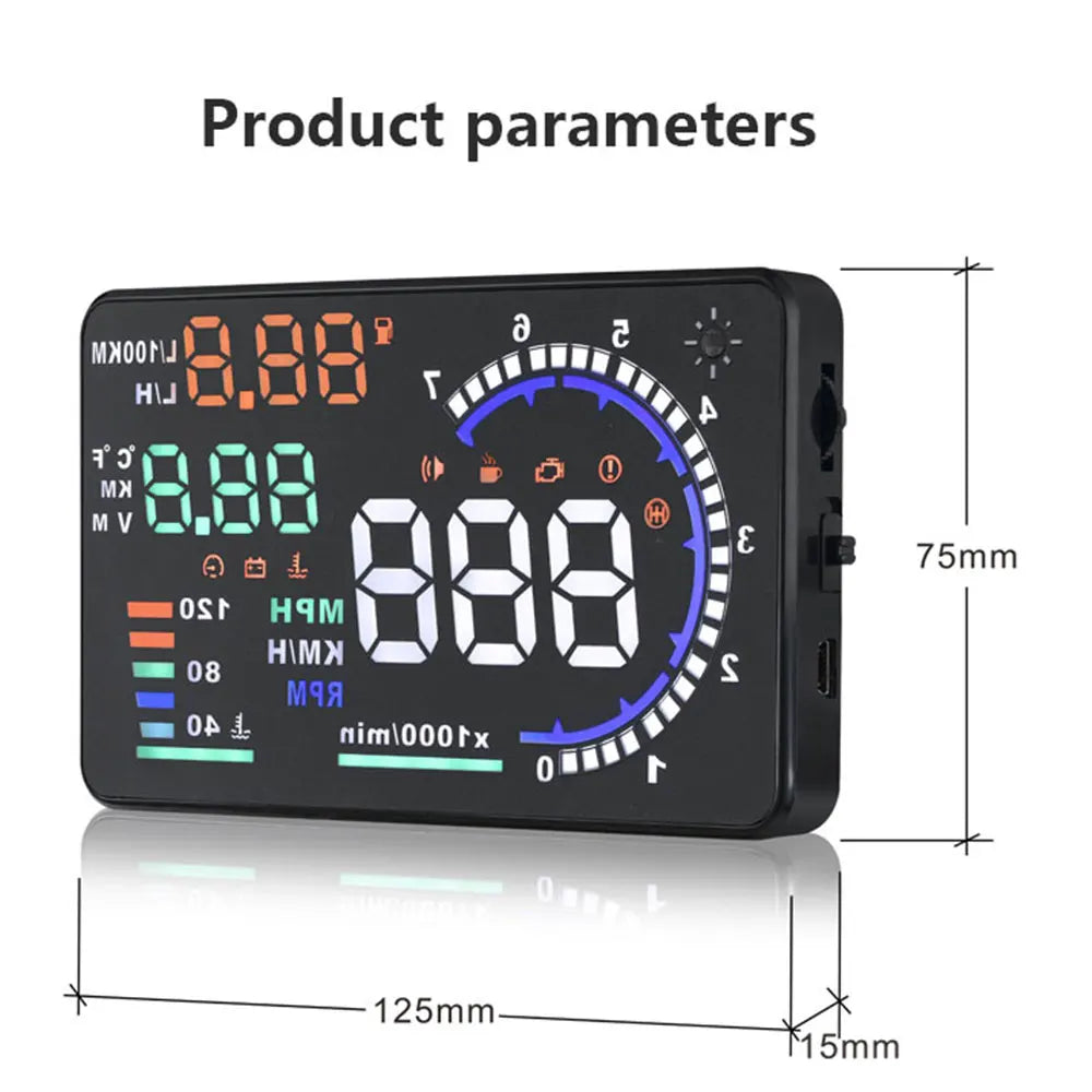 AD Digital Car OBD HUD A8 Head Up Display AUTO HUD OBD Reflect Windshield Screen Projector LED S - Automotive LED Light