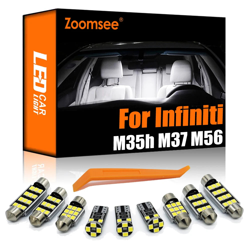 16-Piece LED Interior Light Kit for Infiniti M35h M37 M56 2011-2013 - Canbus Dome Map Door Trunk Bulbs | AUTOKITSHOP