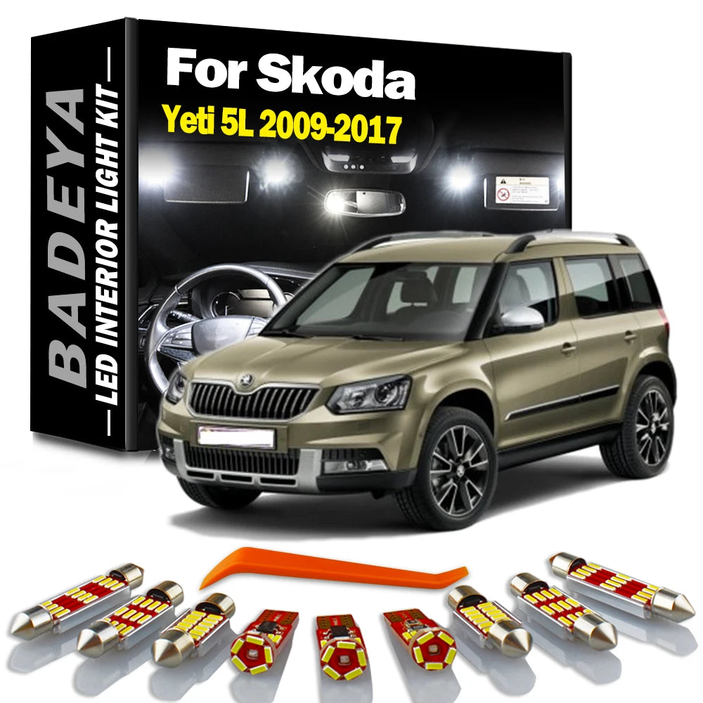 BADEYA 16Pcs Canbus Car LED Interior Light Kit For Skoda Yeti 5L 2009 2010 2011 2012 2013