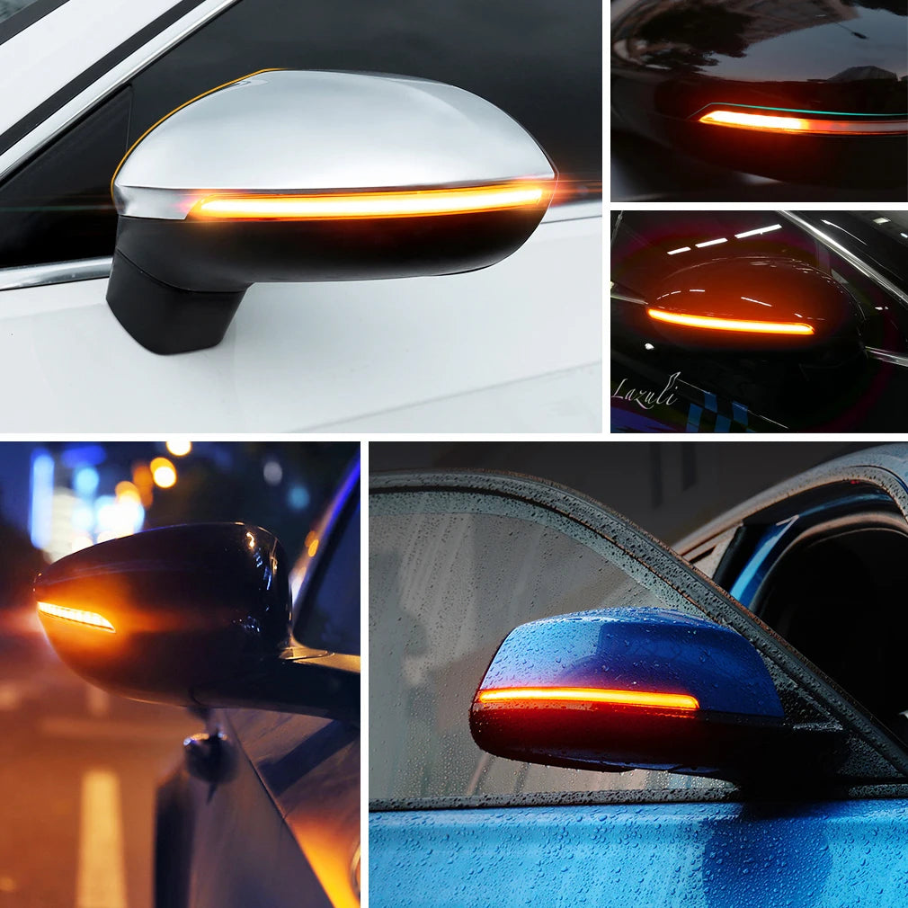 Universal Car Rearview Mirror Turn Signal Lights Indicator Lamp Streamer Strip Flowing Dyn