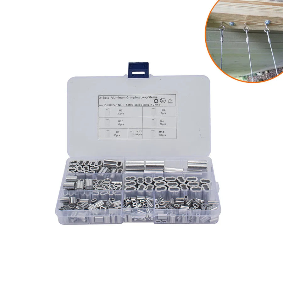 M1.2 / 3/4 / 5 Aluminum Crimping Ring Sleeve Wire Rope Aluminum Kit