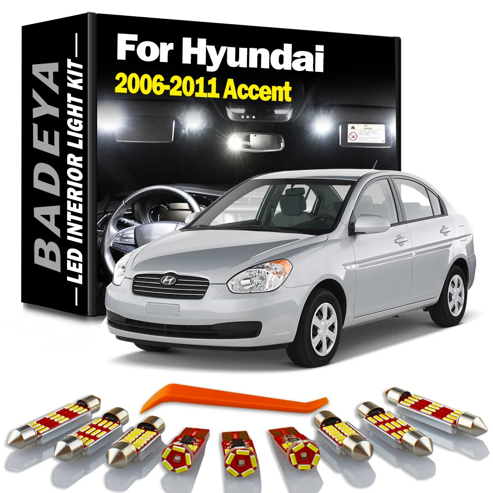 10-Piece LED Interior Light Kit for Hyundai - Canbus Error-Free Interior Bulbs