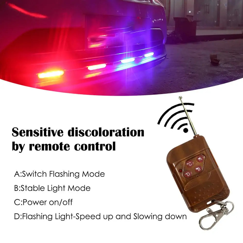 Grill Car LED Light Strobe Red Blue Emergency Remote Wireless Control Flash Signal Fireman | AUTOKITSHOP