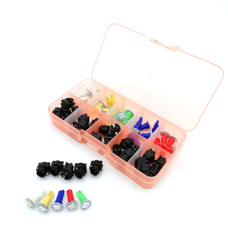 30pcs/lot 12V Car Instrument Panel Dash Light T5 Socket LED Mix Bulb 5 Kind Color