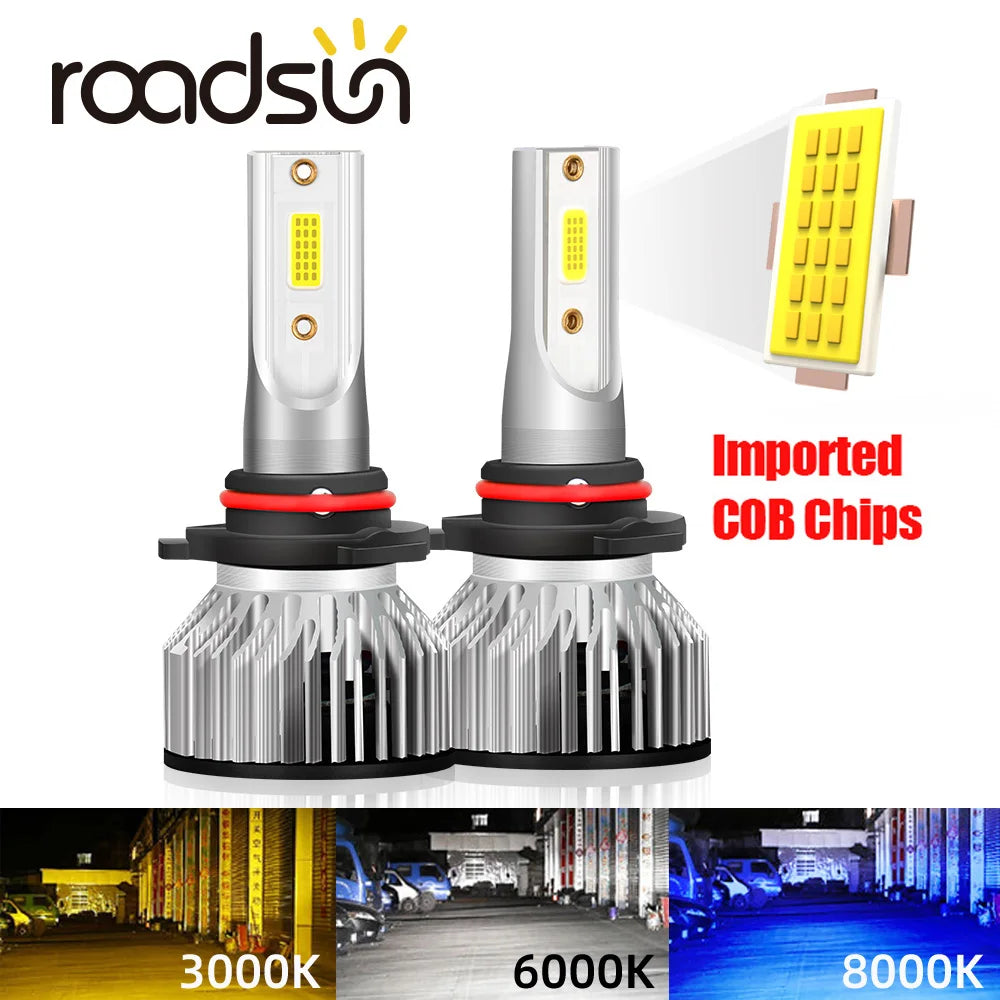 roadsun 2Pcs H4 H7 LED H1 H3 Car Lamp H11 H8 9005 HB3 led H13 9004 9007 9006 HB4 Headlight