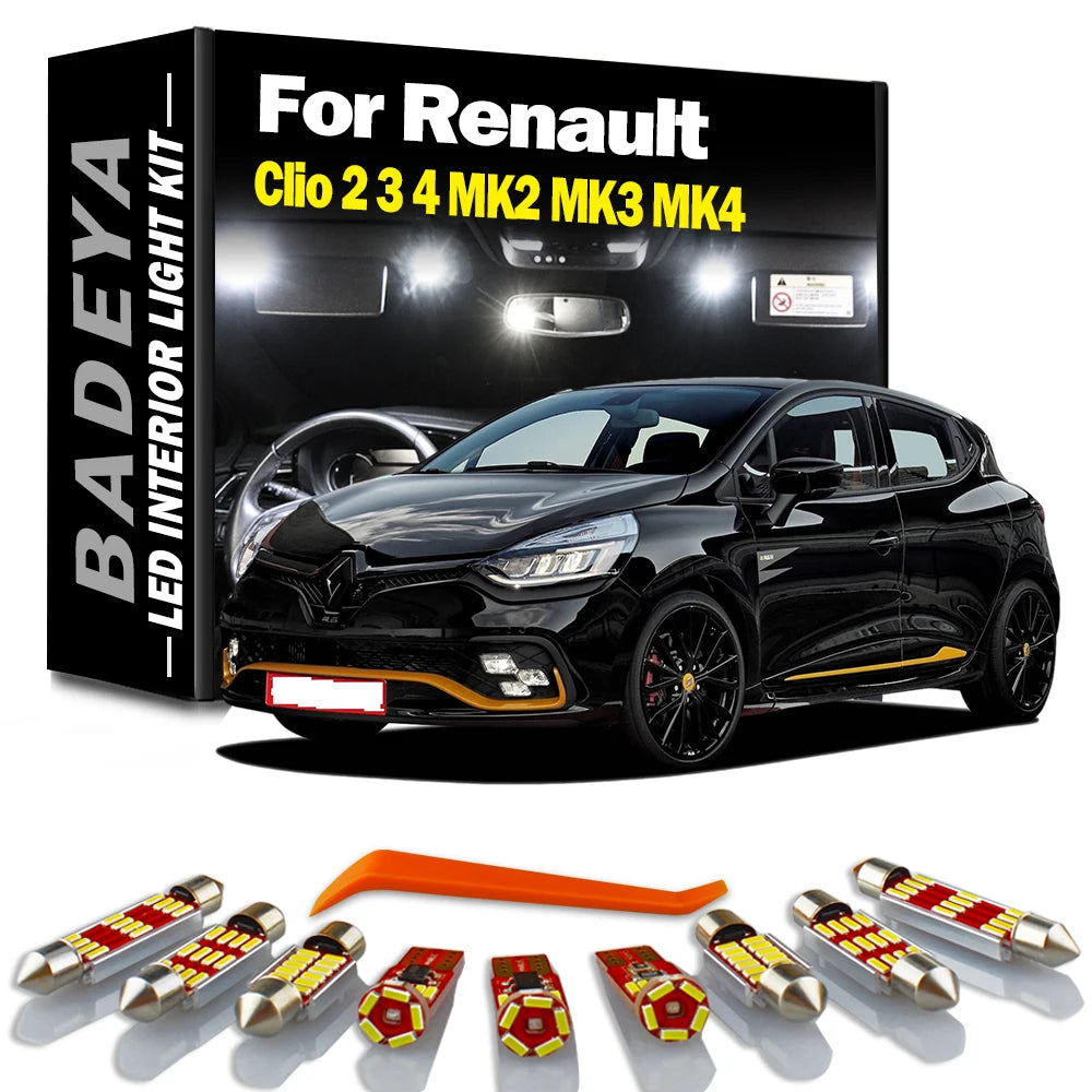 BADEYA Canbus White Error Free LED Interior Dome Reading Light Bulb Kit For Renault Clio 2