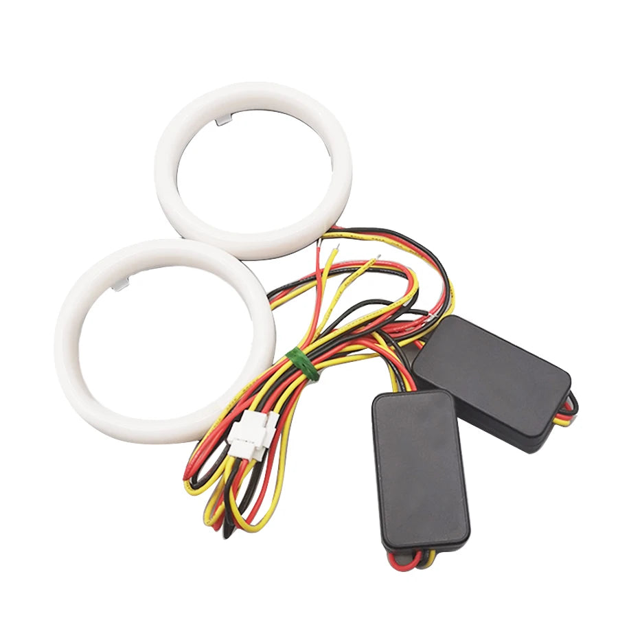 12V Car Angel Eyes White + Yellow Car Headlight DRL Daytime Running Light Halo Ring Led