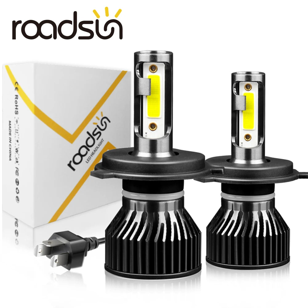 roadsun Mini H4 H7 LED Car Headlight Bulb 12000LM 6000K H1 H3 H11 H13 9012 9005 HB3 9006 H