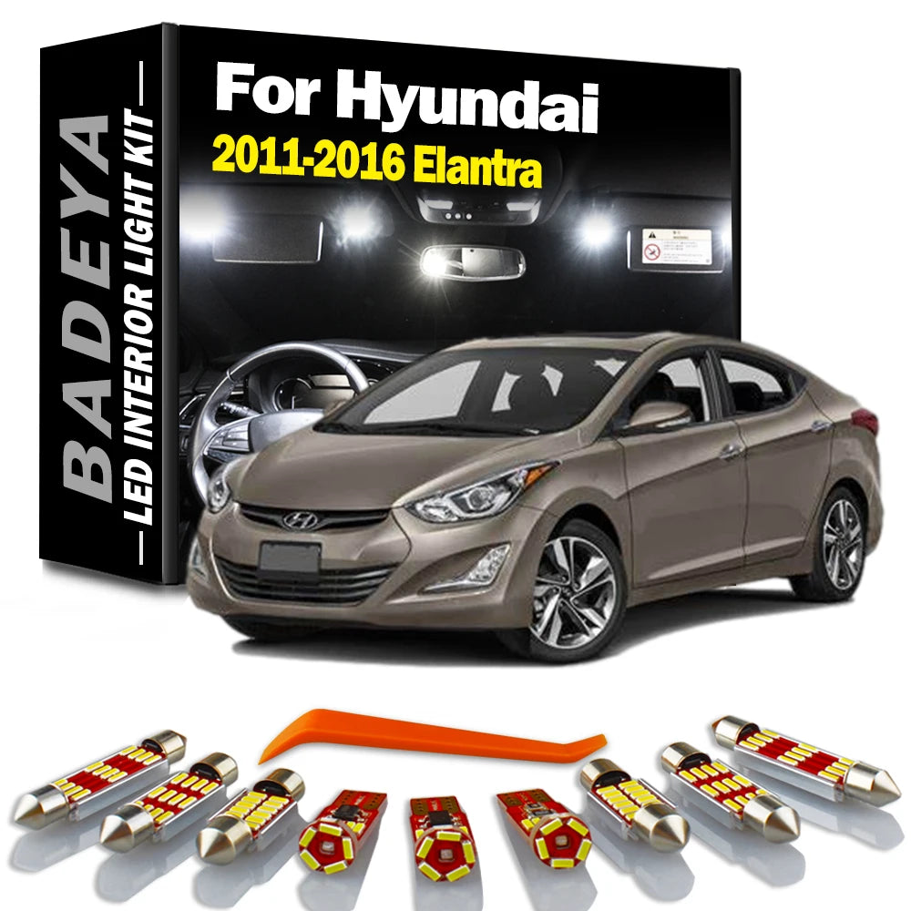 9-Piece LED Interior Light Kit for Hyundai 2013-2016 - Canbus Error-Free Interior Bulbs