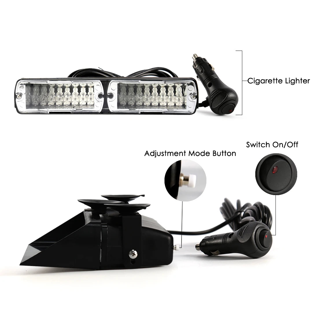 16 LED Strobe Signal Emergency Windshield Warning Beacon Lights Red Blue Yellow Amber Whit | AUTOKITSHOP