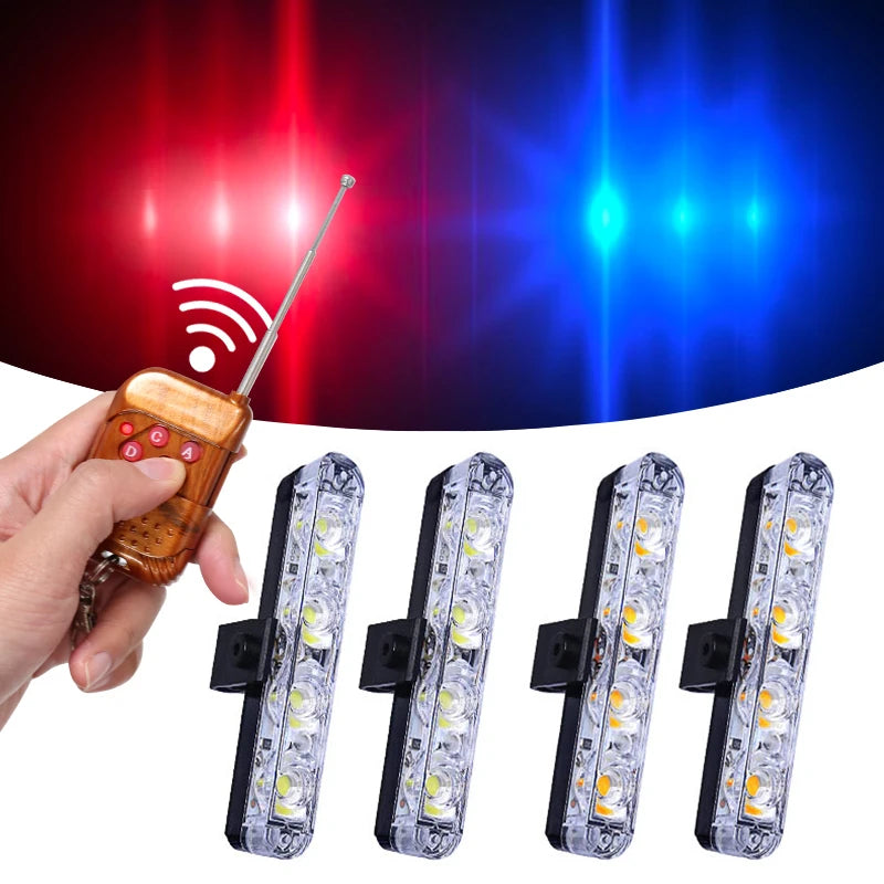 Grill Car LED Light Strobe Red Blue Emergency Remote Wireless Control Flash Signal Fireman | AUTOKITSHOP