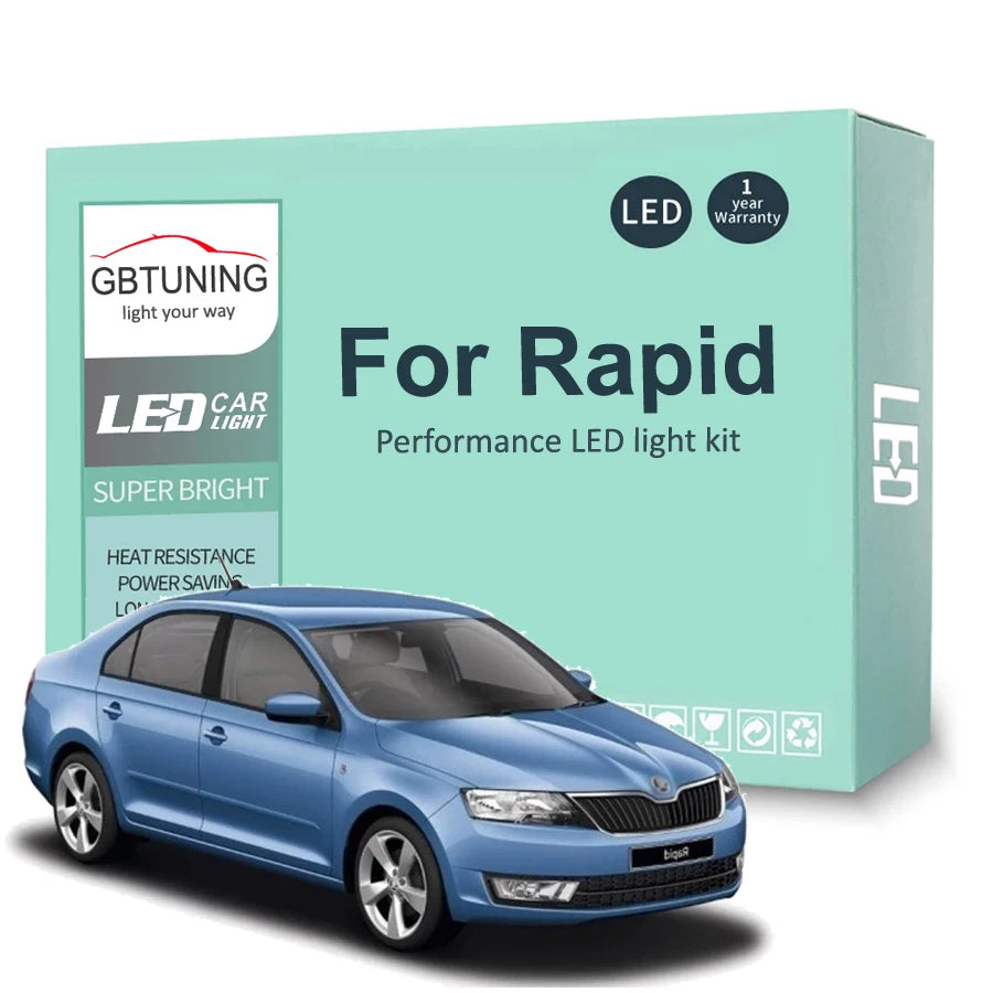 10-Piece LED Interior Light Kit for Skoda Rapid NH1 NH3 NA2 - Canbus Error-Free Bulbs | AUTOKITSHOP
