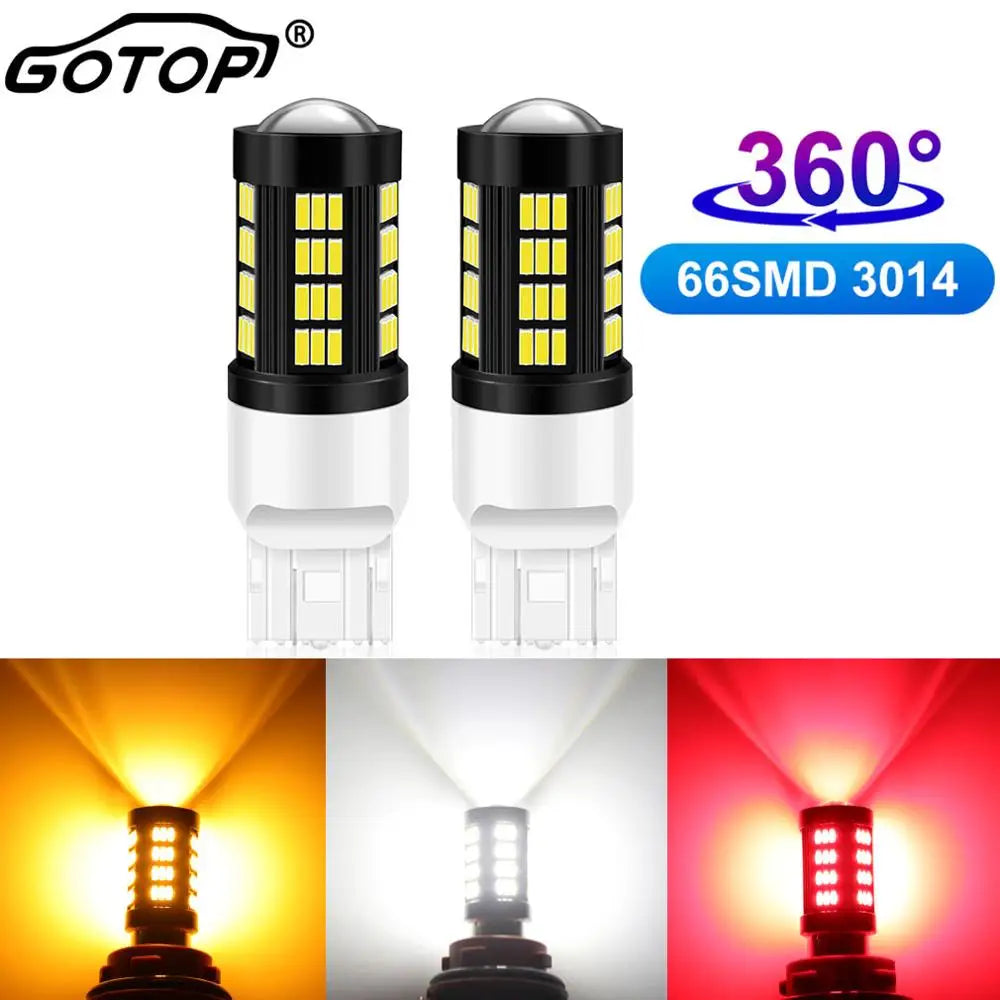 T20 7443 Led Bulb 66SMD 4014 Chips T25 3157 Led Reverse Light Led Lamps for Cars 1000LM Su