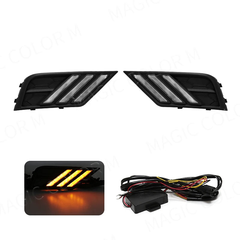 Car LED Daytime Running Light Fog Lamp DRL for VW Volkswagen Tiguan 2017 2018 2019 with Tu | AUTOKITSHOP