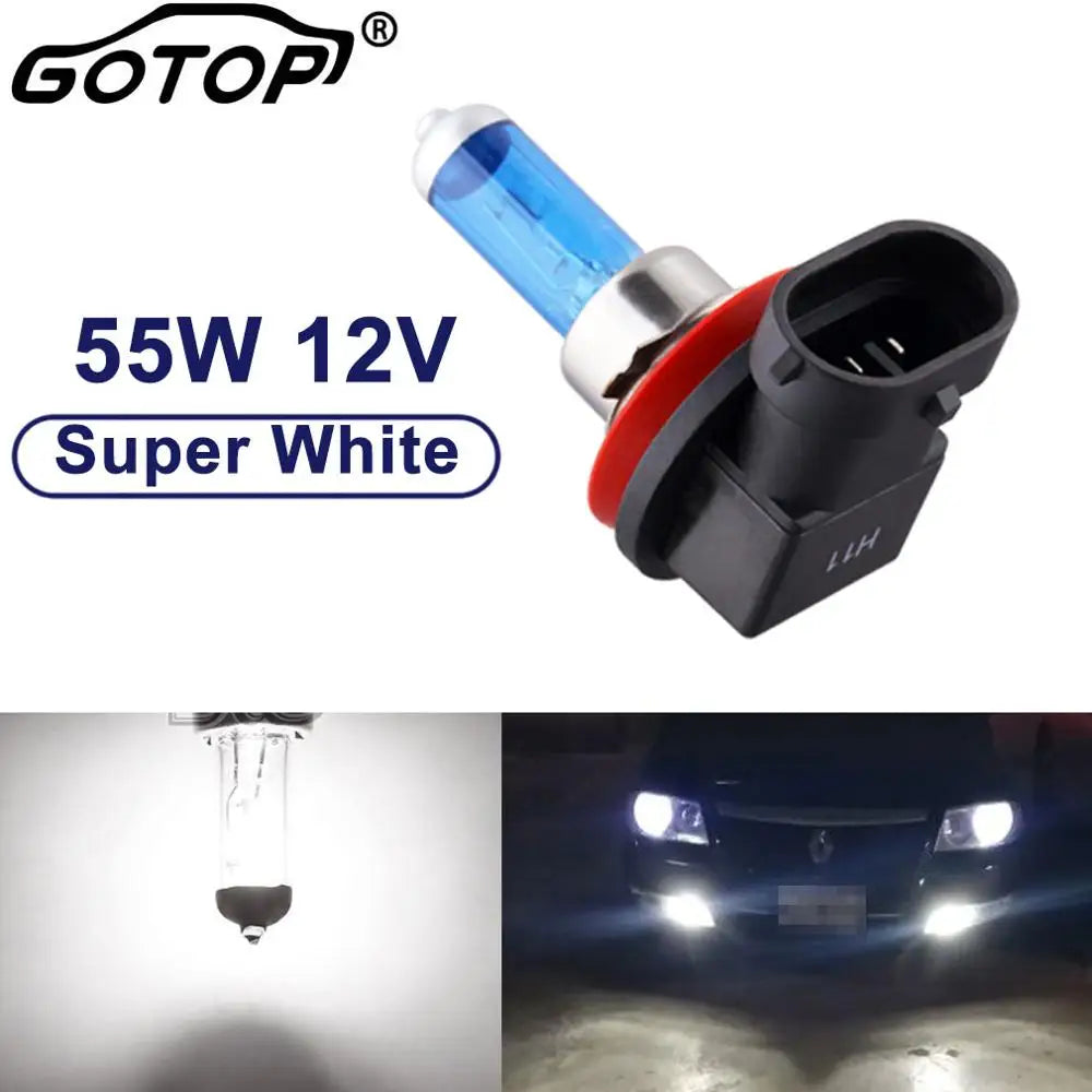 H11 Halogen Light 55W 12V 6000K Super Bright Car H8 H9 Headlight Lamps Fog Light Car Light